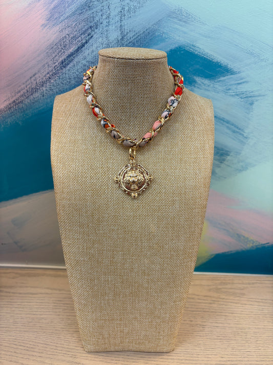 Tiger Face Scarf Twisted Pendant Necklace