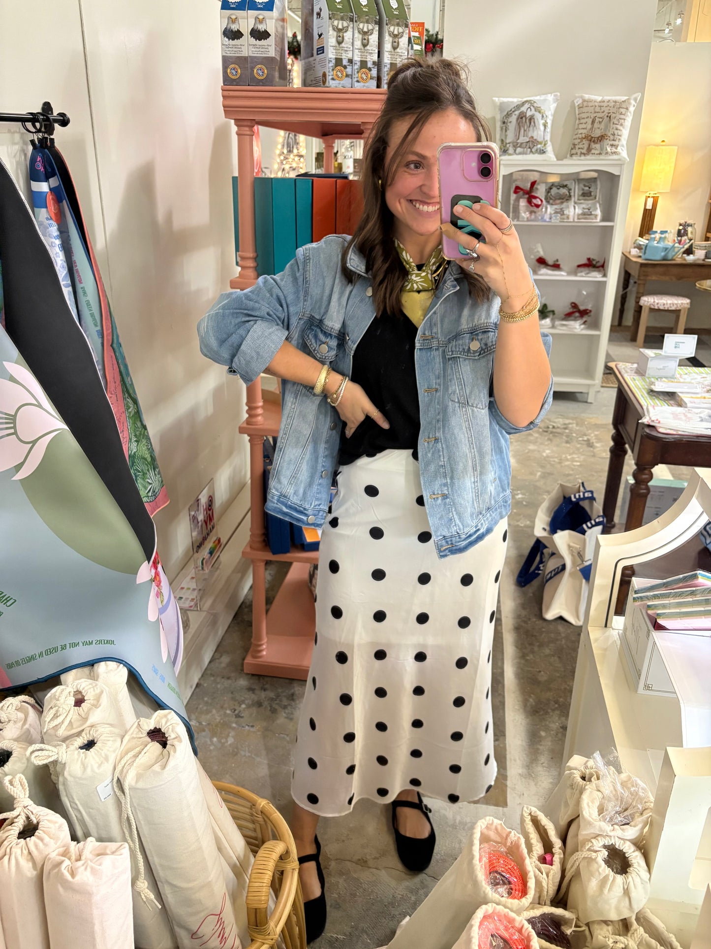 Dotted Charm Polka Dot Satin Skirt
