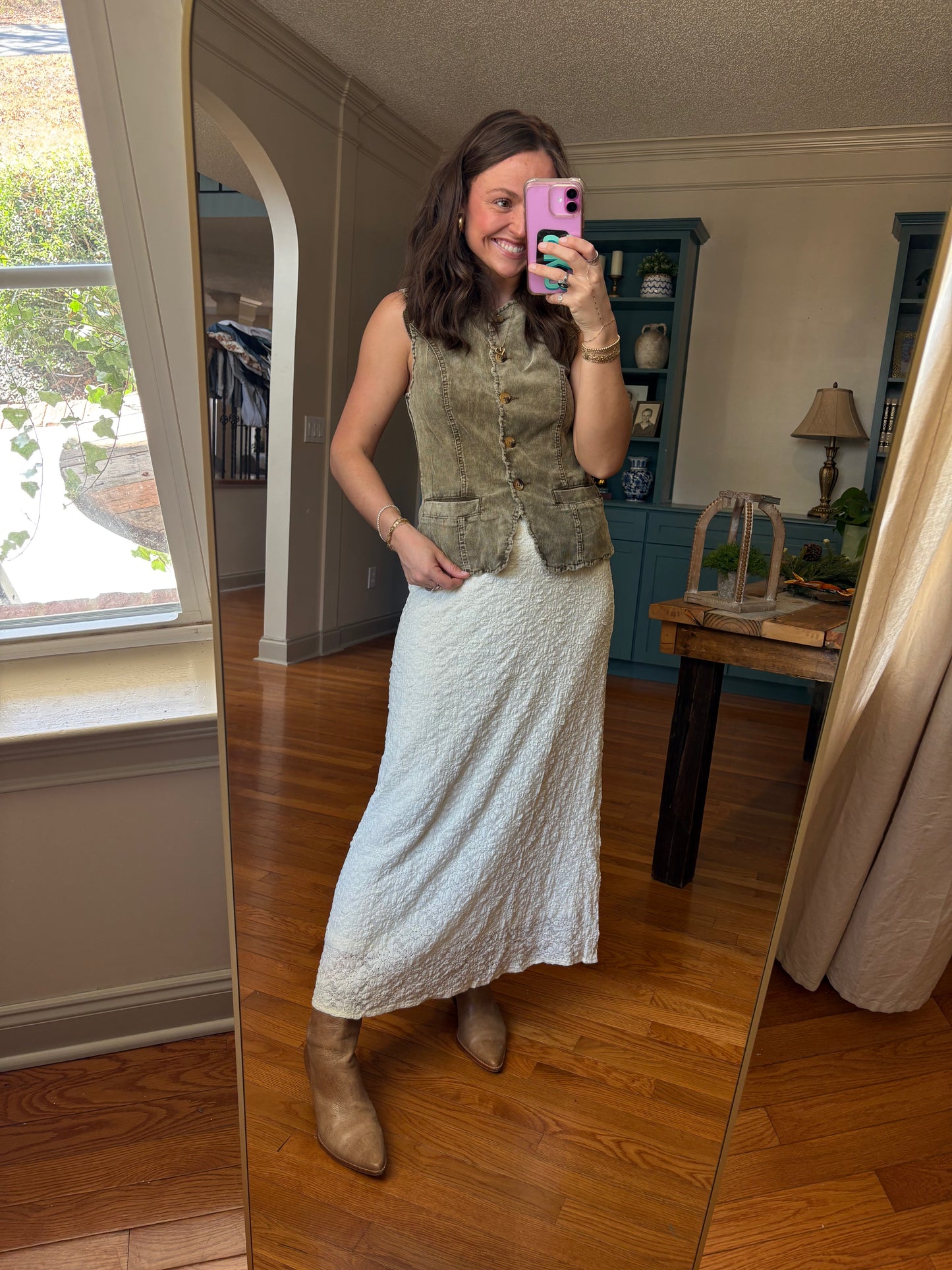 Corduroy Crush Button Front Vest