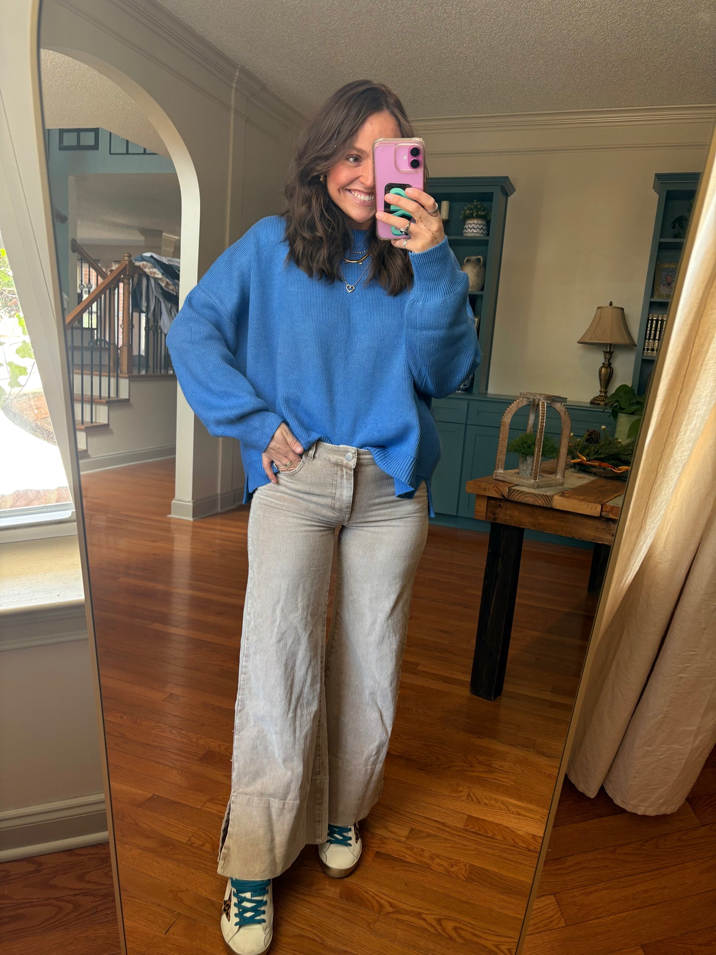 Briggs Wide Leg Flared Washed Corduroy Pants