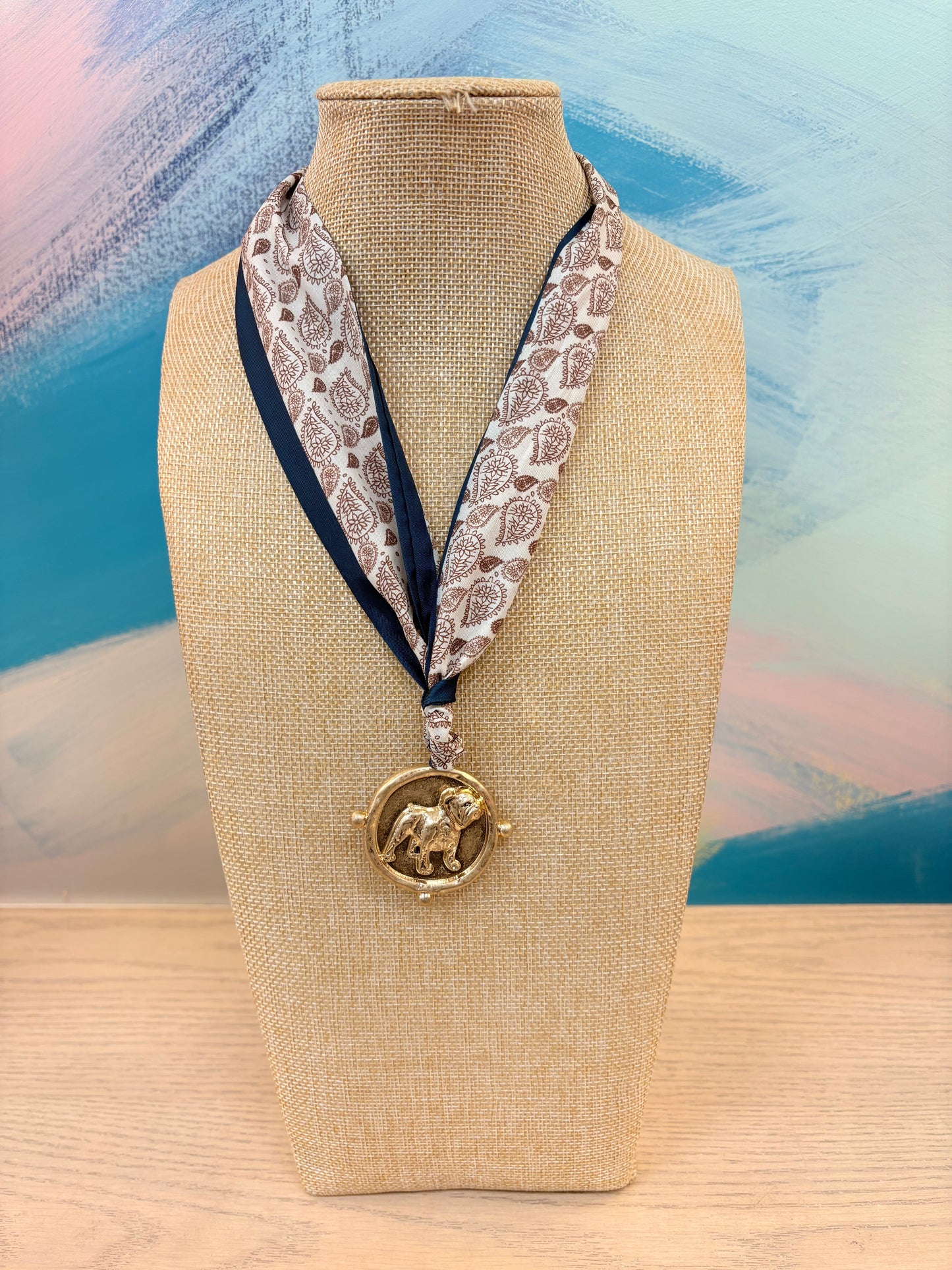 Jack French Bulldog Scarf Necklace