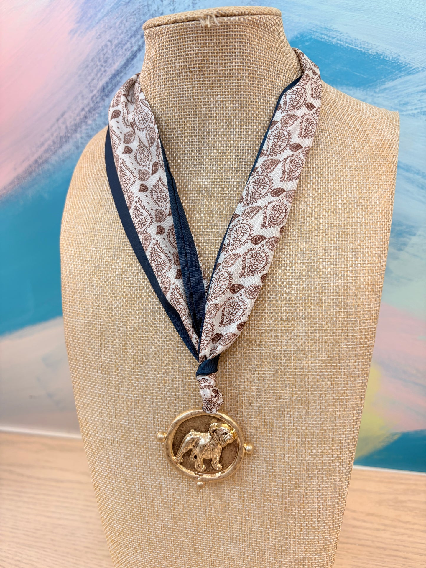 Jack French Bulldog Scarf Necklace