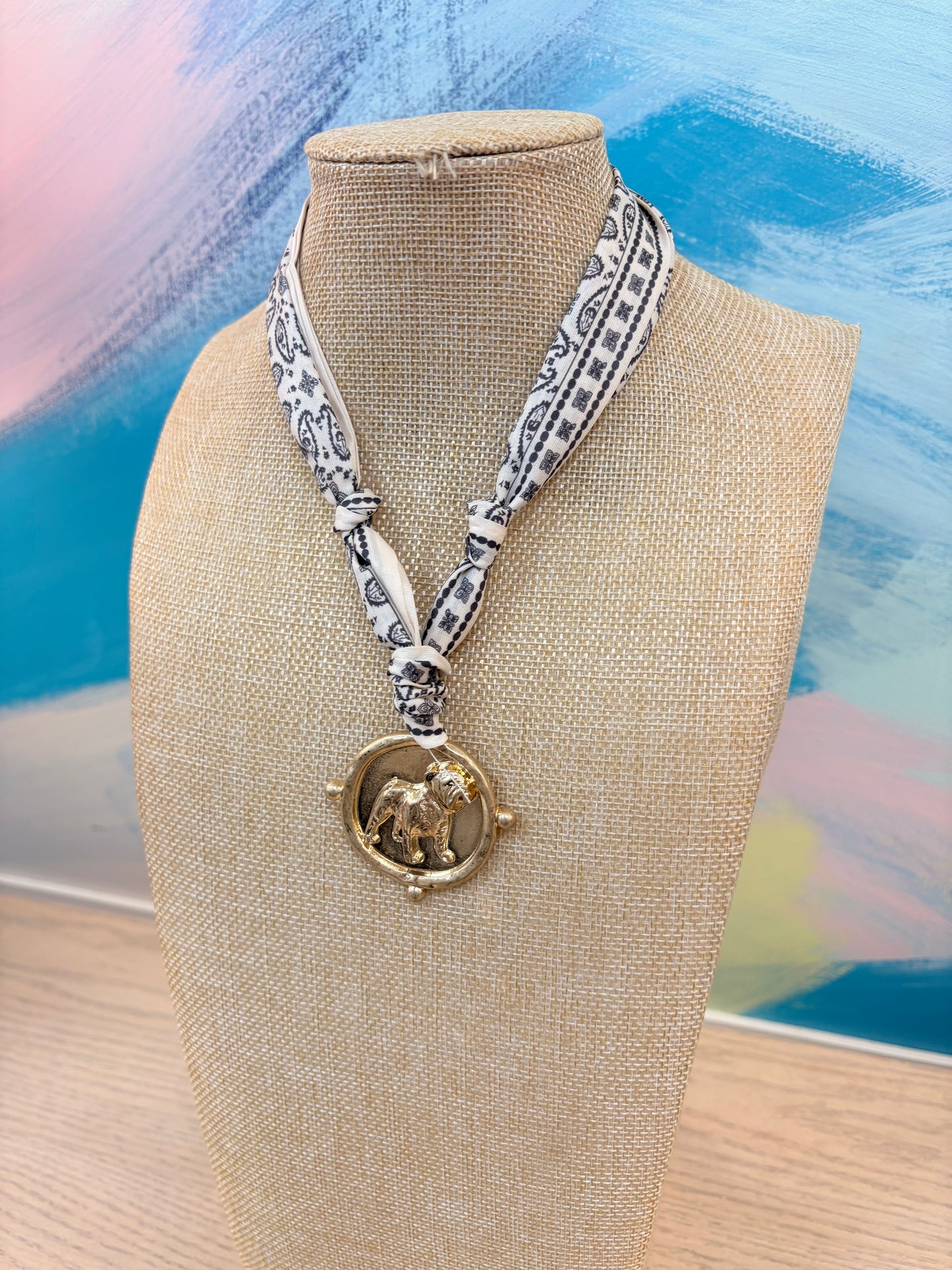 Houstan French Bulldog Scarf Necklace