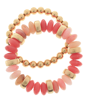 Rondelle 2 Row Color Beads Bracelet