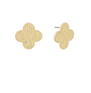 Luna Scratched Clover Earrings