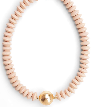 Rosalyn Wooden Bead Metal Ball Necklace