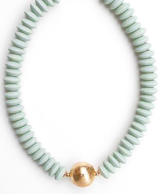 Rosalyn Wooden Bead Metal Ball Necklace