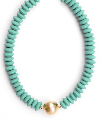 Rosalyn Wooden Bead Metal Ball Necklace