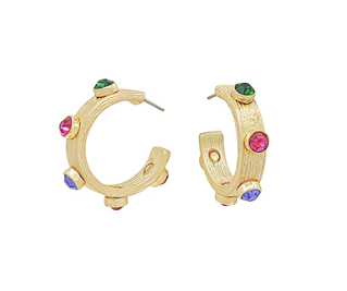 Brylee Multi-Colored Textured Hoops