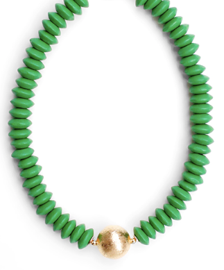 Rosalyn Wooden Bead Metal Ball Necklace