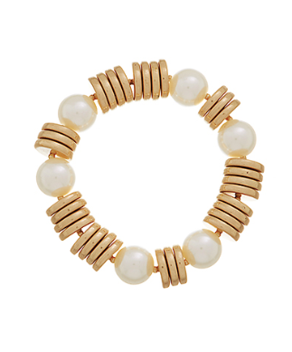 Rowan Pearl Station & Disk Bracelet