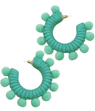 Eliza Pompom & Rattan Hoops