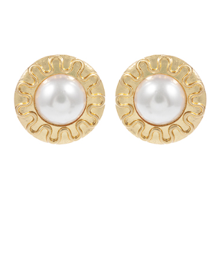 Vera Round Dome Pearl Earrings