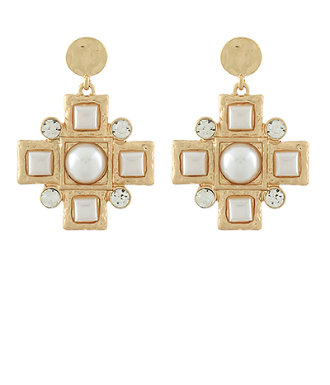 Milani Cross & Dome Shape Pearl Earrings