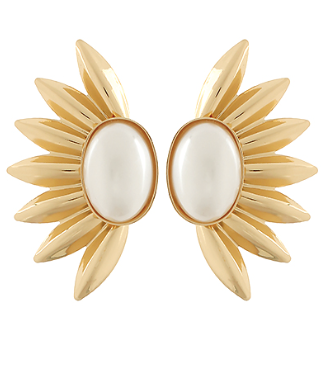 Hattie Half Flower & Pearl Earrings