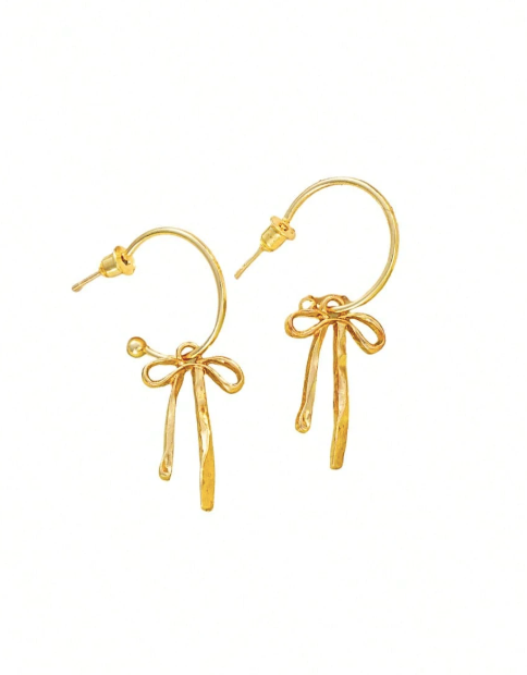 Marky Bow Charm Hoops