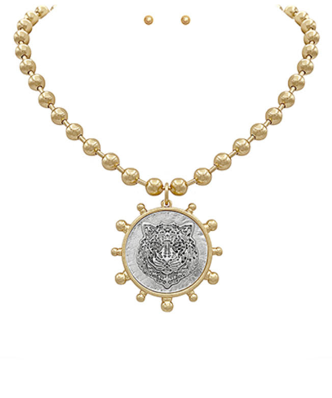 Tiger Coin Necklace - Silver