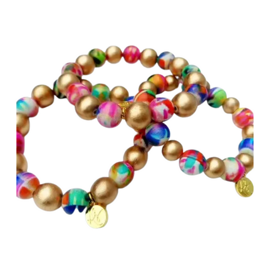 Abstract Gold Beaded Bracelet