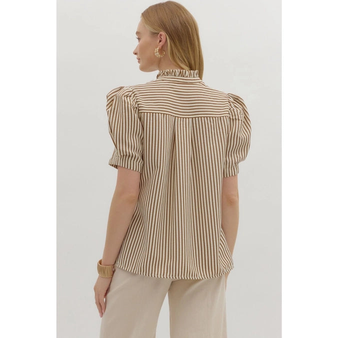 Pinstripe Poetry Buttoned Top