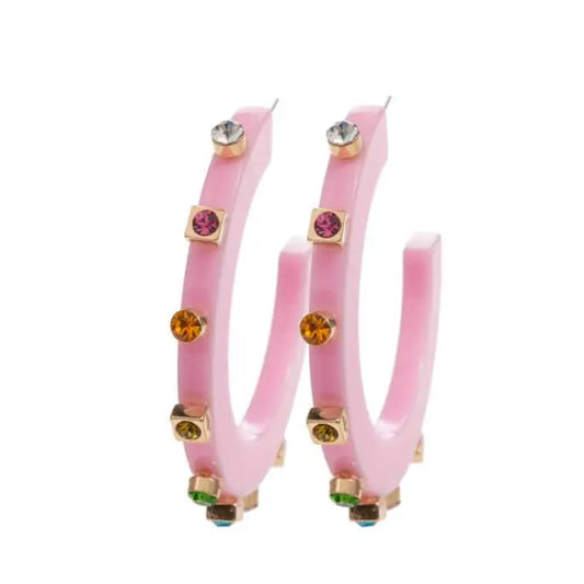 City Girl Jewel Hoop - Pink Multicolor