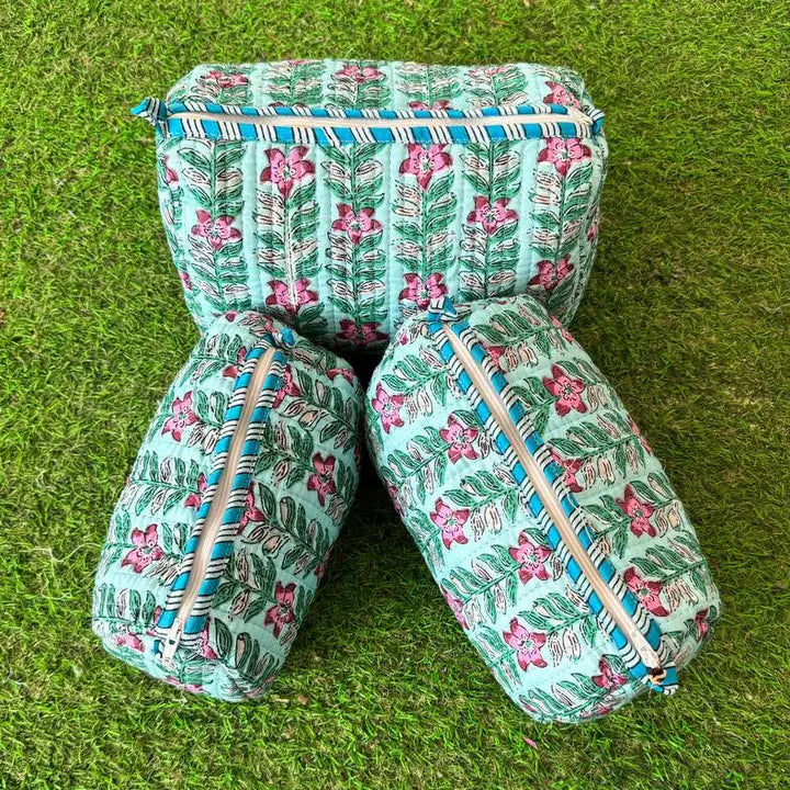 Garden Glam Quilted Cosmetic Bag Set