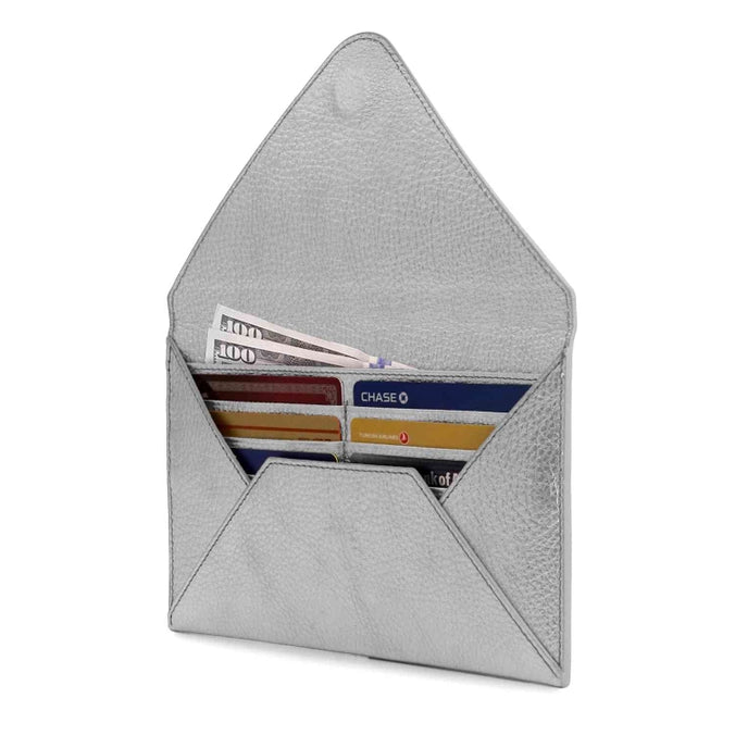 Silver Otto Angelino Top Grain Leather Wallet