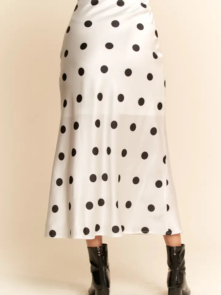 Dotted Charm Polka Dot Satin Skirt