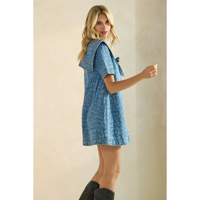 Spotted in Denim Leopard Mini Dress