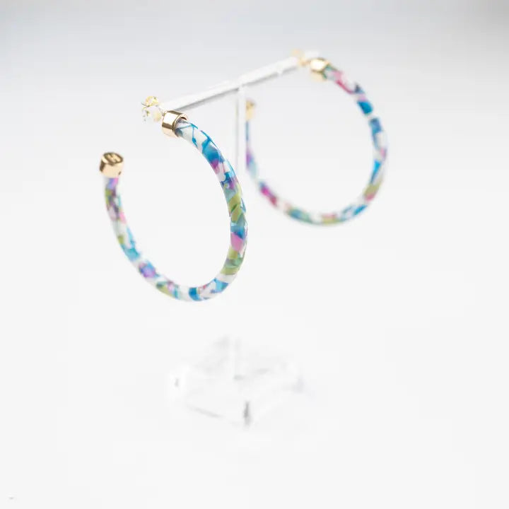 Rainbow Confetti 2-Inch Hoop Earrings