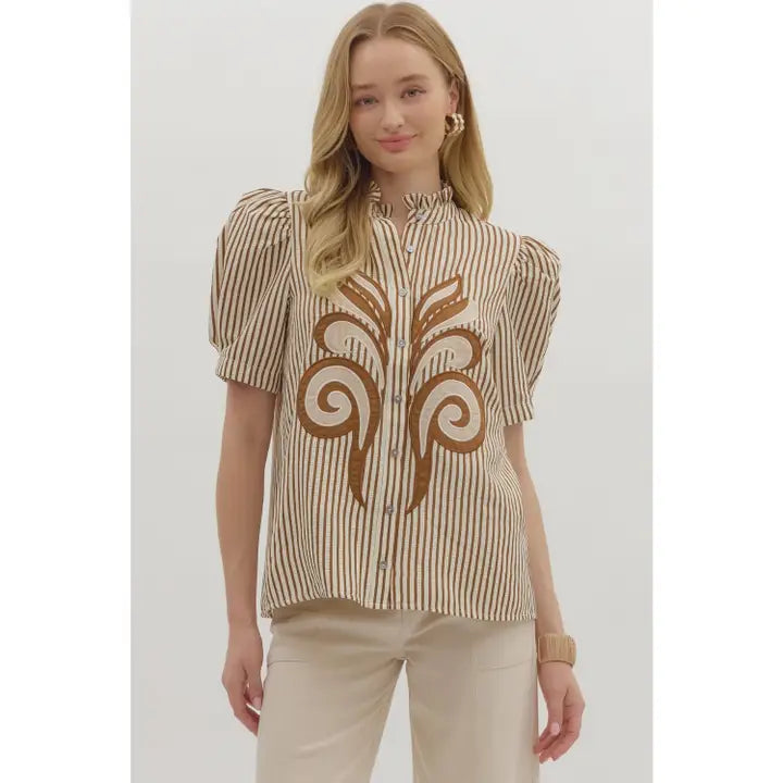 Pinstripe Poetry Buttoned Top