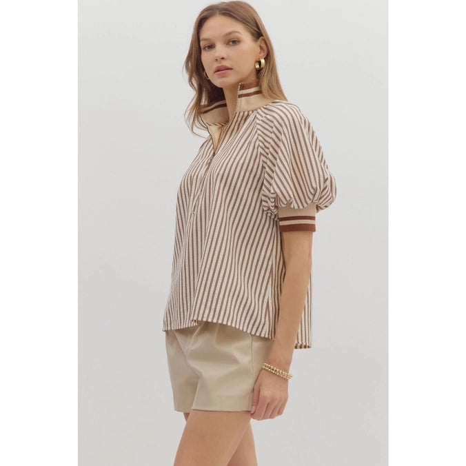 Lifted Lines Collared Striped Top