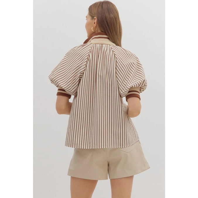 Lifted Lines Collared Striped Top