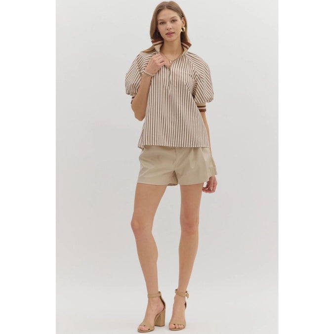 Lifted Lines Collared Striped Top
