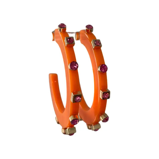 City Girl Jewel Hoop - Tangerine Pink