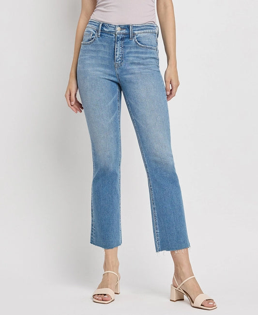 Austyn High Rise Raw Hem Crop Flare Jeans