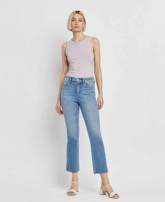 Austyn High Rise Raw Hem Crop Flare Jeans
