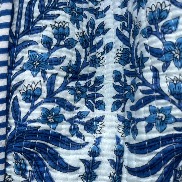Blue Bloom Quilted Tote Bag
