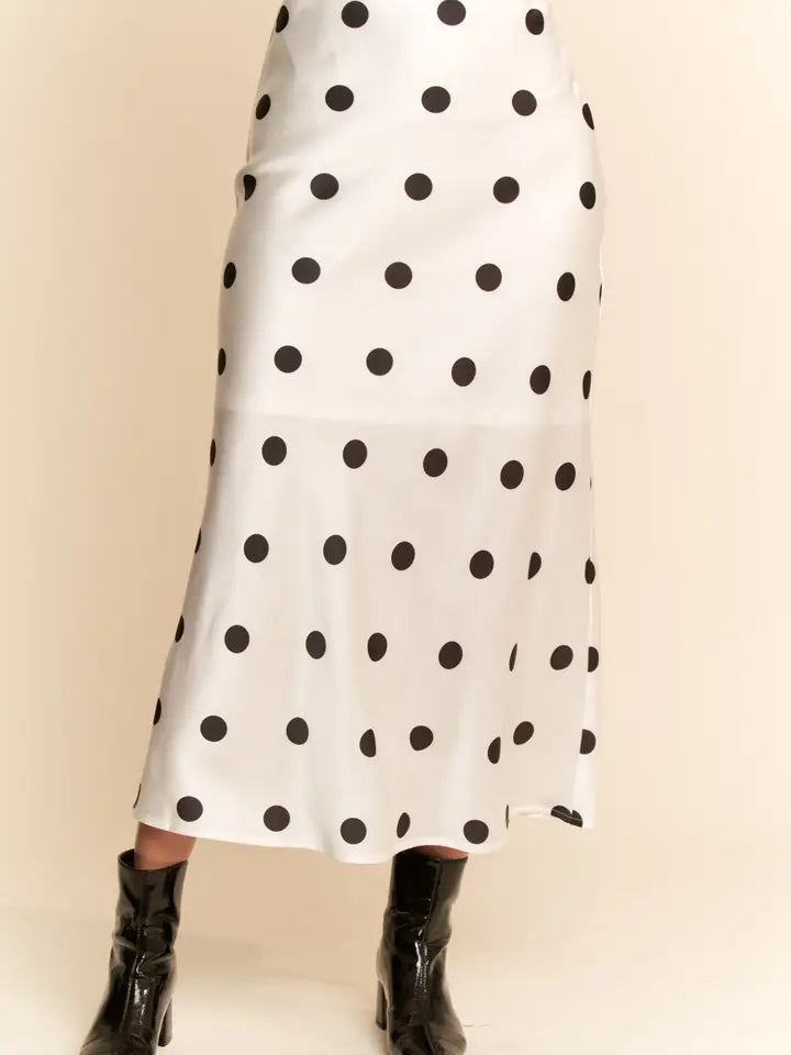 Dotted Charm Polka Dot Satin Skirt