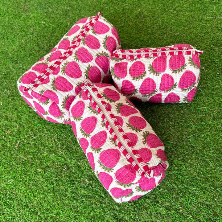 Berry Necessary Quilted Cosmetic Bag Set
