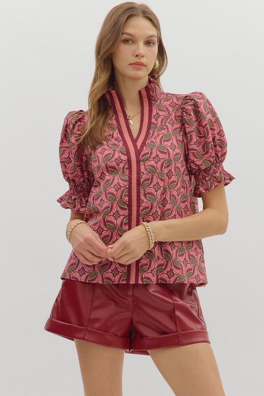 Abstract Whim Smocked Top