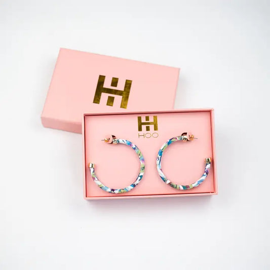 Rainbow Confetti 2-Inch Hoop Earrings