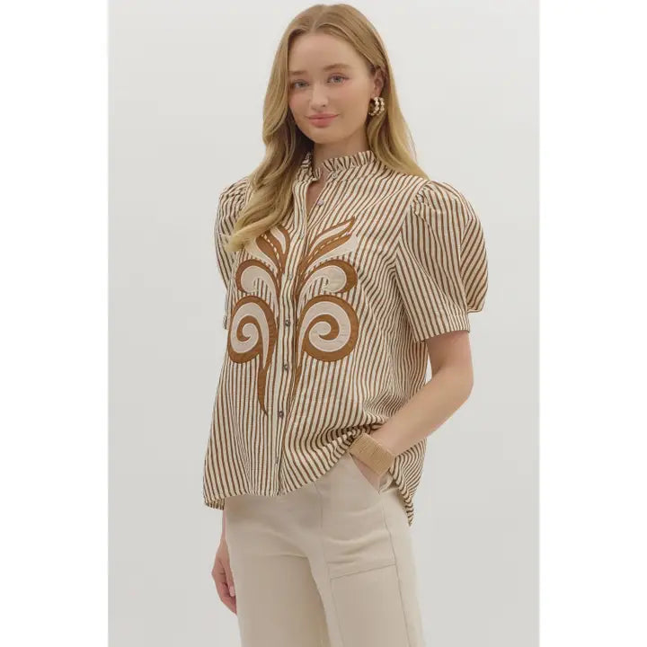 Pinstripe Poetry Buttoned Top