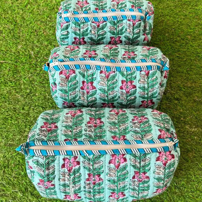 Garden Glam Quilted Cosmetic Bag Set