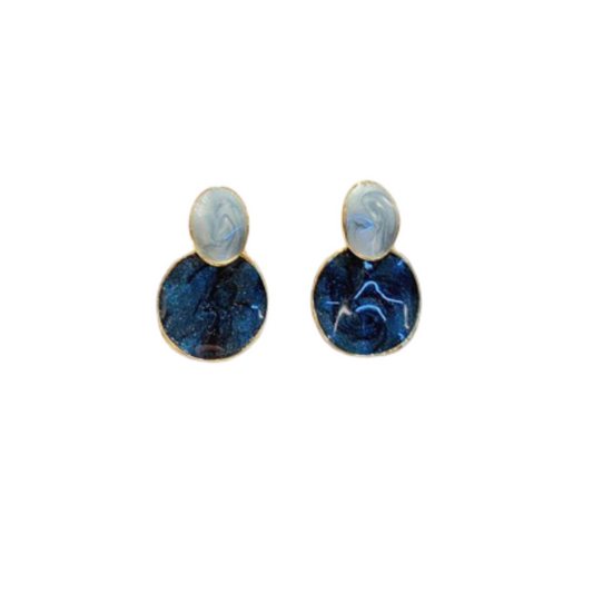 Oaklynn Blue Round Drop Studs