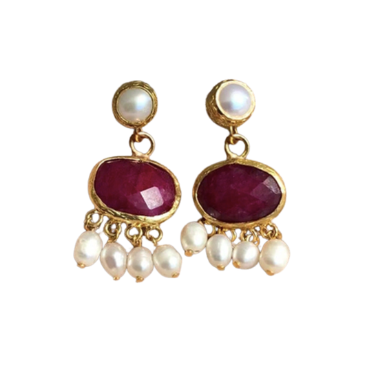 Clara Ruby Pearl Earrings