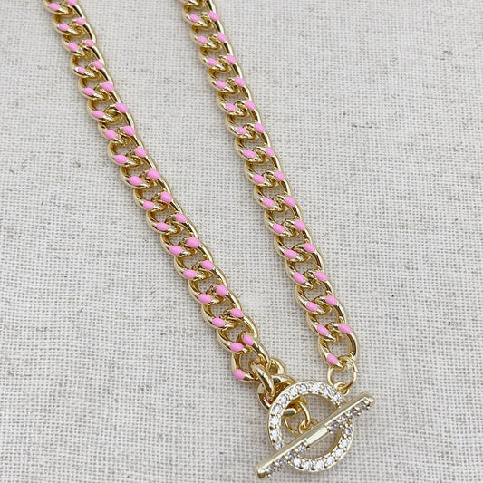 Pink Chunky Chain Necklace